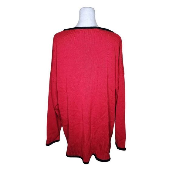 Vintage 80s Cardigan Chunky Sweater Crocheted Rose Womens Plus Size 26 Red - Picture 7 of 11